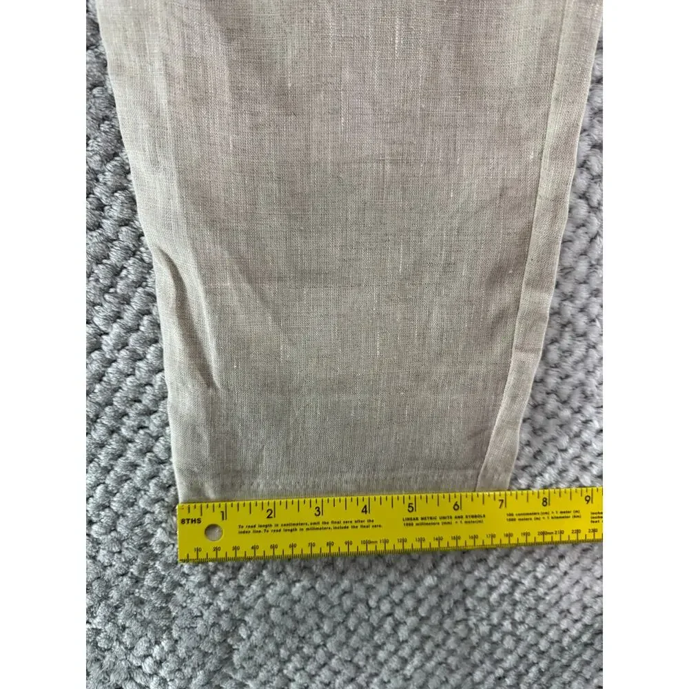 ZARA Linen Pull On Pants Womens Medium Cream Elastic Wasit Pockets High Rise